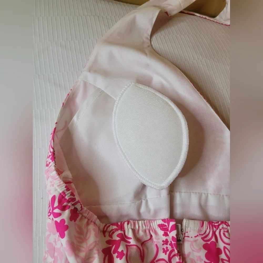Lilly Pulitzer 100% Cotton Livie Pink Halter Top Dress sz 4 - Picture 4 of 15